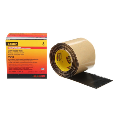 3M Scotch 2210 Vinyl Mastic Roll Electrical Tape, Self-Fusing Mastic, Black, 4 in x 10 ft (2210-4X10FT) (7000026559)  - (10Pack) - 2