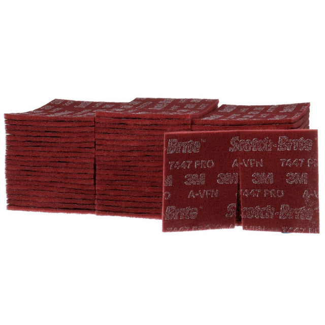 3M HP-HP 7447 Scotch-Brite General Purpose Hand Pad, Very Fine, Aluminum Oxide, Maroon, 6 in x 9 in (7000027560) (60 Pack)