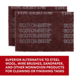 3M HP-HP 7447 Scotch-Brite General Purpose Hand Pad, Very Fine, Aluminum Oxide, Maroon, 6 in x 9 in (7000027560) (60 Pack) - 4