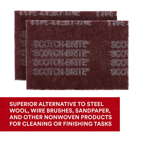 3M HP-HP 7447 Scotch-Brite General Purpose Hand Pad, Very Fine, Aluminum Oxide, Maroon, 6 in x 9 in (7000027560) (60 Pack) - 4