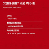 3M HP-HP 7447 Scotch-Brite General Purpose Hand Pad, Very Fine, Aluminum Oxide, Maroon, 6 in x 9 in (7000027560) (60 Pack) - 7
