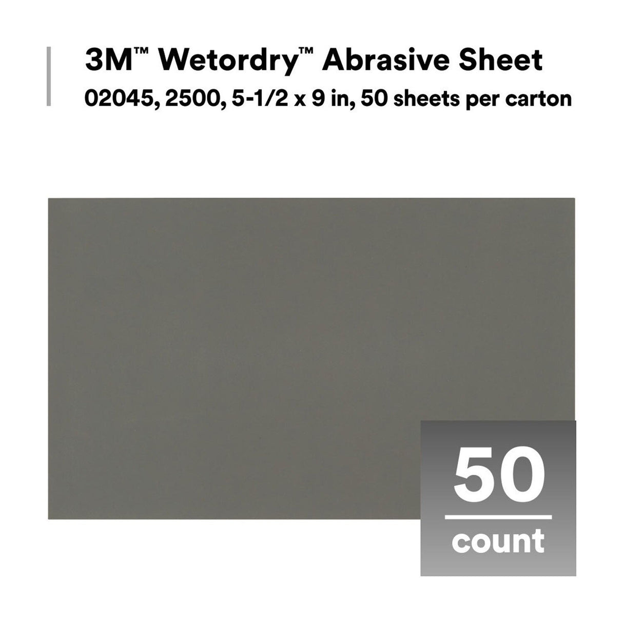3M 401Q 02045 Wetordry Abrasive Sheet, 2500 Grit, Black, 5 1/2 in x 9 in (7000028117) (250 Pack) - 5