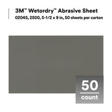 3M 401Q 02045 Wetordry Abrasive Sheet, 2500 Grit, Black, 5 1/2 in x 9 in (7000028117) (250 Pack) - 5