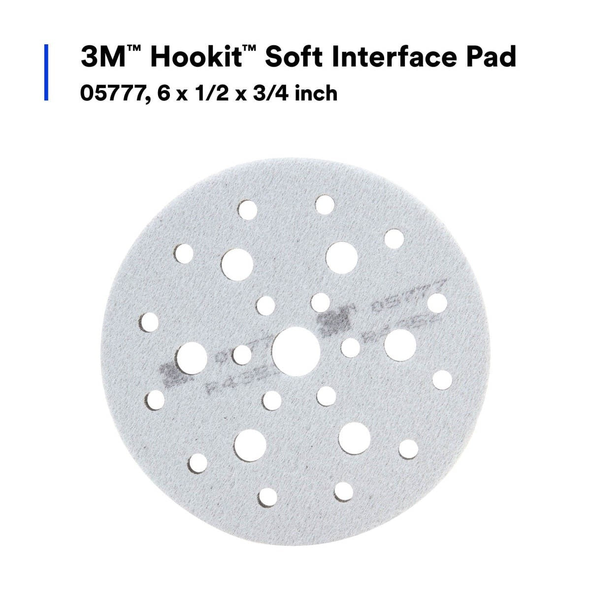 3M 05777 5777 Hookit Soft Interface Pad, Gray Foam, Hole Pattern, 6 in x 1/2 in x 3/4 in, Auto Body Sanding (7000028239)  - (10Pack) - 7