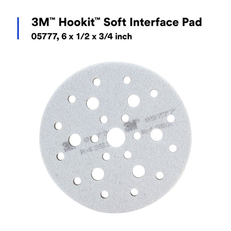3M 05777 5777 Hookit Soft Interface Pad, Gray Foam, Hole Pattern, 6 in x 1/2 in x 3/4 in, Auto Body Sanding (7000028239)  - (10Pack) - 7