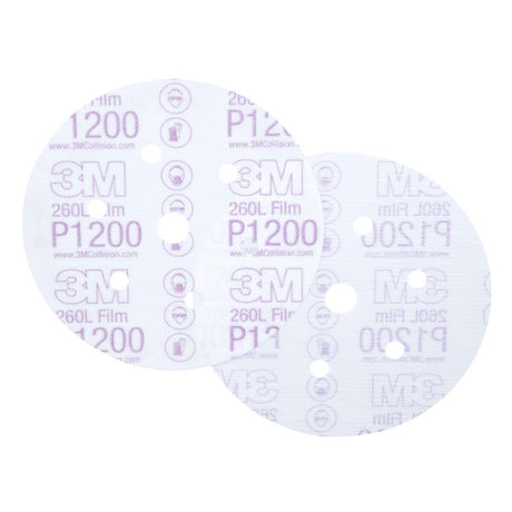 3M 260L 01068 Hookit Finishing Film Abrasive Disc Dust Free P1200 White 6 in (7000028242) (400 Pack) - 2