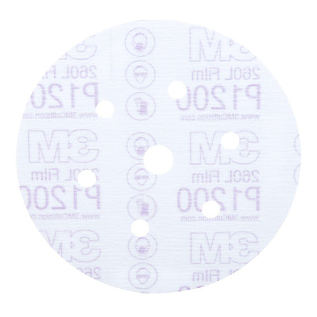 3M 260L 01068 Hookit Finishing Film Abrasive Disc Dust Free P1200 White 6 in (7000028242) (400 Pack) - 3