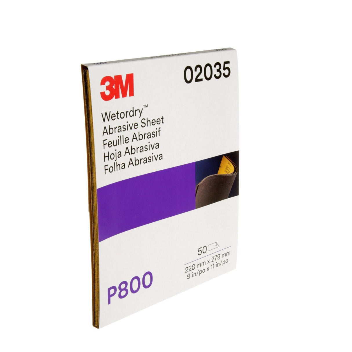 3M 213Q 02035 Abrasive Sheet, P800 Grit, Black, 9 in x 11 in (7000028324) (250 Pack) - 3