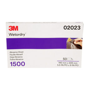 3M 401Q 02023 Wet/Dry Abrasive Sheet, Silicon Carbide, 1500 Grit, Black, 5 1/2 in x 9 in (7000028329) (250 Pack)