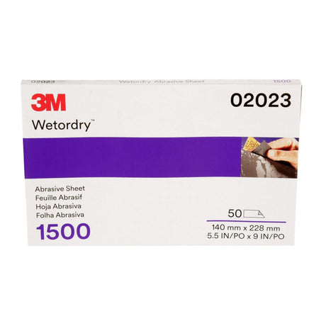 3M 401Q 02023 Wet/Dry Abrasive Sheet, Silicon Carbide, 1500 Grit, Black, 5 1/2 in x 9 in (7000028329) (250 Pack)