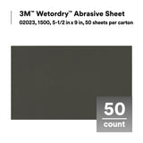 3M 401Q 02023 Wet/Dry Abrasive Sheet, Silicon Carbide, 1500 Grit, Black, 5 1/2 in x 9 in (7000028329) (250 Pack) - 10