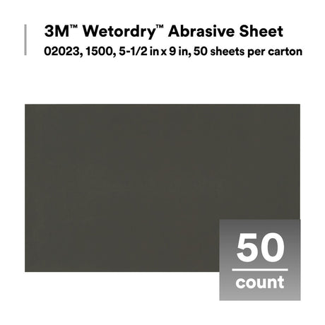 3M 401Q 02023 Wet/Dry Abrasive Sheet, Silicon Carbide, 1500 Grit, Black, 5 1/2 in x 9 in (7000028329) (250 Pack) - 10