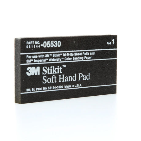3M Stikit Soft Hand Pad, PSA, Black, 2-3/4 in x 5-1/2 in x 3/8 in (05530) (7000028351)  - (50Pack)