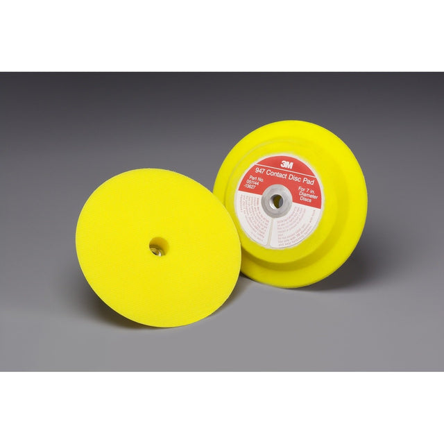 3M 947 Hookit Disc Pad Holder, Hook and Loop, Yellow, Rubber, 7 in x 1 in x 5/8 in-11 Internal (7000028353)
