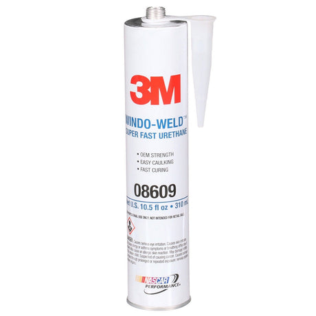 3M 08609 Super Fast Urethane Windshield Adhesive, Black, 10.5 fl oz (310 mL) Cartridge, One-Part Auto Glass Sealant (7000028403)