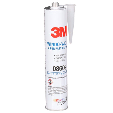 3M 08609 Super Fast Urethane Windshield Adhesive, Black, 10.5 fl oz (310 mL) Cartridge, One-Part Auto Glass Sealant (7000028403) - 3