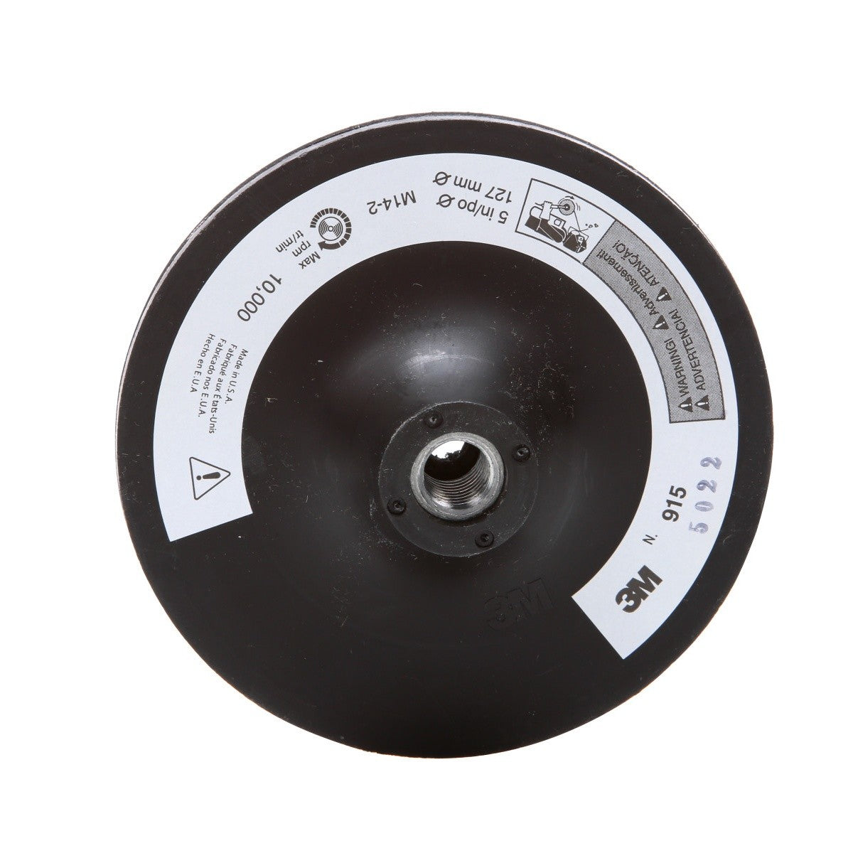 3M 05681 Disc Pad Holder 915 Hook and Loop Back up Pad for Grinding 5 in x 1/8 in x 3/8 in M14-2.0 Internal (7000028500)
