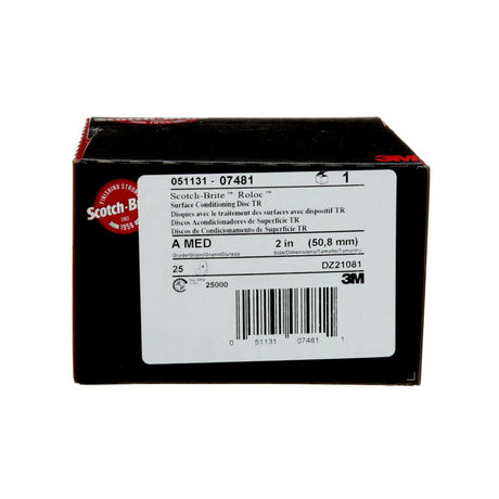 3M SC-DR 07481 Scotch-Brite Roloc Surface Conditioning Disc, TR, A/O Medium, Maroon, 2 in (7000028506) (100 Pack) - 7