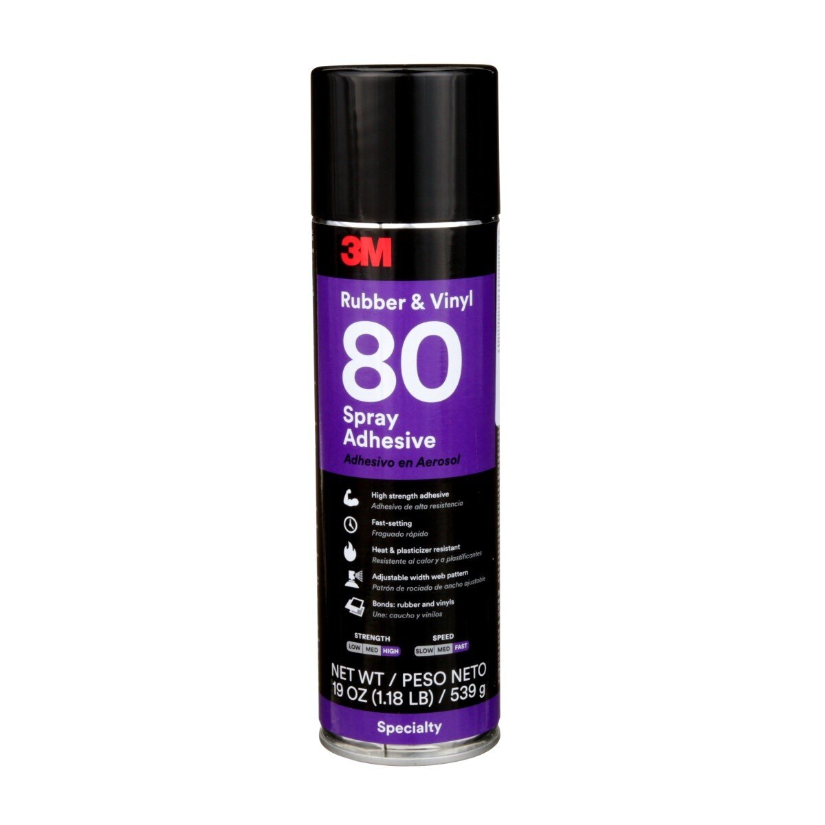 3M 80 Rubber and Vinyl Spray Adhesive Yellow, 24 fl oz Can, Net Wt 19 oz (82618) (7000028604)  - (6Pack)
