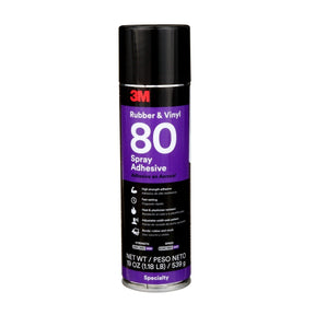 3M 80 Rubber and Vinyl Spray Adhesive Yellow, 24 fl oz Can, Net Wt 19 oz (82618) (7000028604)  - (6Pack)