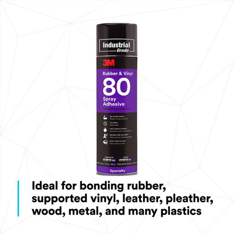 3M 80 Rubber and Vinyl Spray Adhesive Yellow, 24 fl oz Can, Net Wt 19 oz (82618) (7000028604)  - (6Pack) - 6