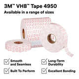 3M 4950 VHB Tape, White, 1/2 in x 36 yd, 45 mil (7000028869) (18 Pack) - 4