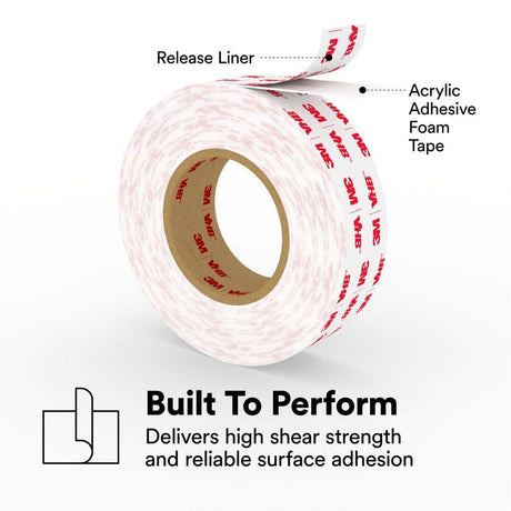 3M 4950 VHB Tape White, Mounting Tape 1 in x 36 yd 45.0 mil (7000028871) (9 Pack) - 5