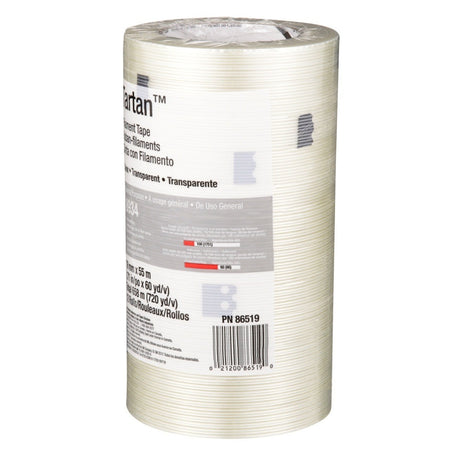 3M 8934 Tartan Filament Tape, Clear, 18 mm x 55 m, 4 mil (7000028886) (48 Pack) - 8