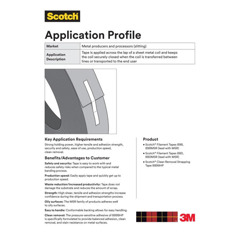 3M 898 Scotch Filament Tape, Clear, 18 mm x 55 m, 6.6 mil (7000028930) (48 Pack) - 5