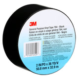 3M 764 General Purpose Vinyl Tape, Black, 2 in x 36 yd, 5 mil, Floor Marking, Color Coding, Bundling (7000028962)  - (24Pack) - 10