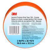 3M 764 General Purpose Vinyl Tape, Orange, 2 in x 36 yd, 5 mil (7000028965)  - (24Pack) - 10