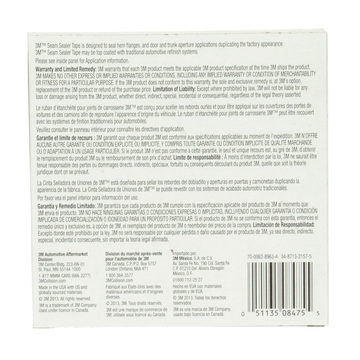 3M Seam Sealer Tape Solvent Activated Adhesive Gray 3-8 in x 30 ft (08475) (7000028969)  - (12Pack) - 8