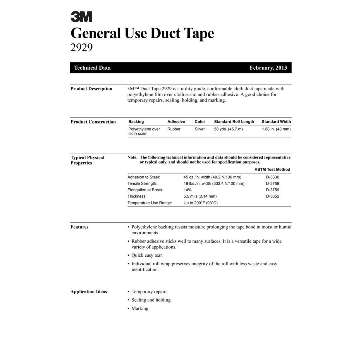 3M 2929 General Use Duct Tape, Silver, 1.88 in x 50 yd, 5.5 mil, Individually Wrapped (7000029030)  - (24Pack) - 7