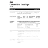 3M 2929 General Use Duct Tape, Silver, 1.88 in x 50 yd, 5.5 mil, Individually Wrapped (7000029030)  - (24Pack) - 7
