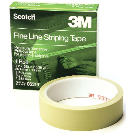 3M 06314 Scotch Fine Line Striping Tape, 8 Pull Outs, 1 in x 550 in (7000029139) - 2