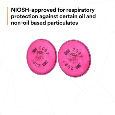 3M 2097 2097/07184 Particulate Filter, P100, Nuisance Level Organic Vapor Relief, Magenta (7000029657) (100 Pack) - 8