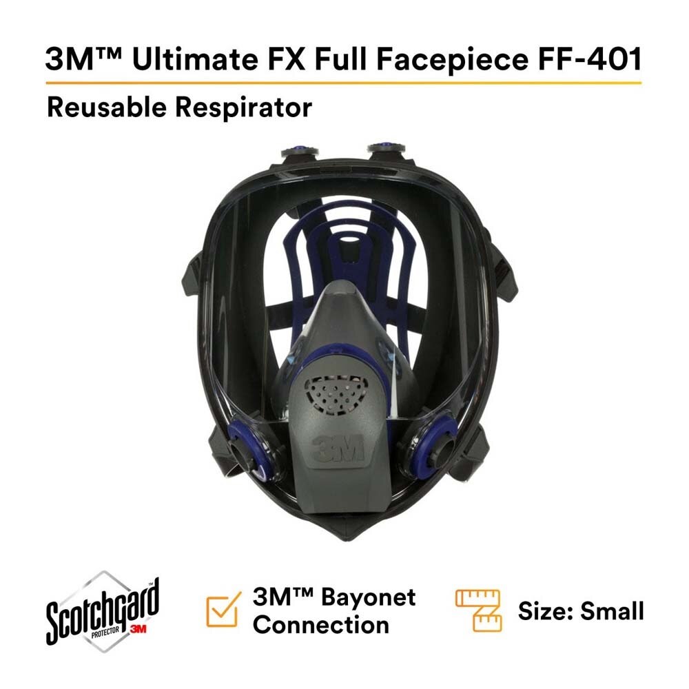 3M FF-401 Ultimate FX Full Facepiece Reusable Respirator , Small (7000029940) - 4