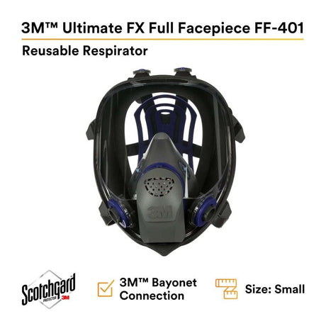 3M FF-401 Ultimate FX Full Facepiece Reusable Respirator , Small (7000029940)  - (4Pack) - 4