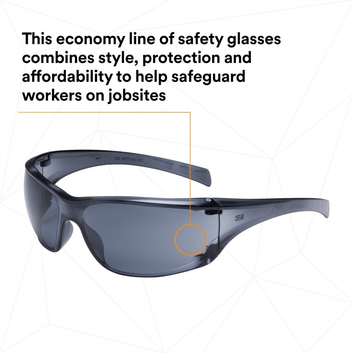 3M 11815-00000-20 Virtua AP Protective Safety Glasses, Gray Hard Coat Anti-scratch Lens, Gray Frame, Polycarbonate, 99.9 Percent UV (7000030050)  - (20Pack) - 4
