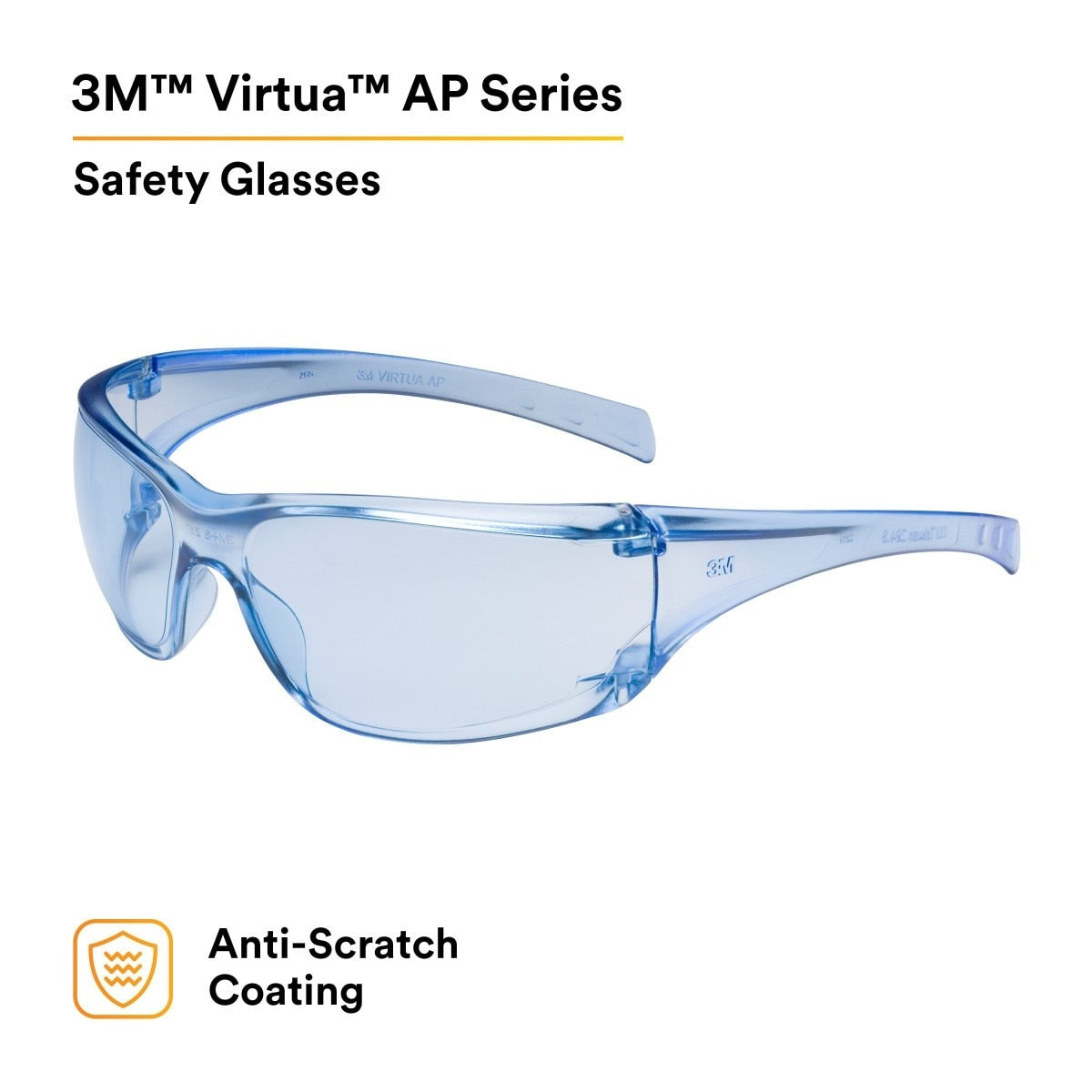 3M 11816-00000-20 Virtua Protective Eyewear, Light Blue Hard Coat Anti-Scratch Polycarbonate Lens, Blue Frame, Side Shields, ANSI Z87.1-2015, CSA Z94.3, 99.9% UV (7000030051)  - (20Pack) - 2