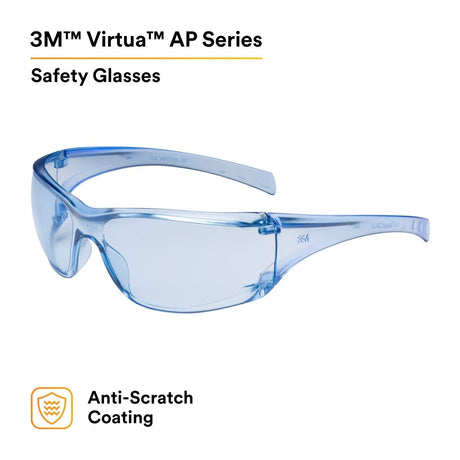 3M 11816-00000-20 Virtua Protective Eyewear, Light Blue Hard Coat Anti-Scratch Polycarbonate Lens, Blue Frame, Side Shields, ANSI Z87.1-2015, CSA Z94.3, 99.9% UV (7000030051)  - (20Pack) - 2
