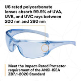 3M 11816-00000-20 Virtua Protective Eyewear, Light Blue Hard Coat Anti-Scratch Polycarbonate Lens, Blue Frame, Side Shields, ANSI Z87.1-2015, CSA Z94.3, 99.9% UV (7000030051)  - (20Pack) - 7