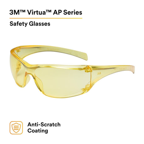 3M 11817-00000-20 Virtua AP Safety Glasses Amber Hard Coat Lens Amber Frame Anti Scratch (7000030052) (400 Pack) - 2