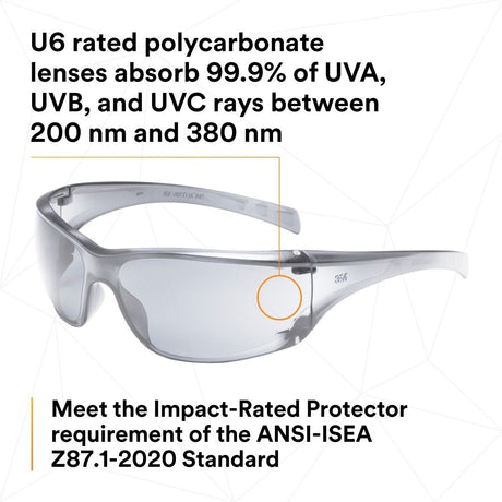 3M 11847-00000-20 Virtua AP Protective Safety Glasses, Indoor Outdoor Mirror Lens, Light Gray Frame (7000030055)  - (20Pack) - 7