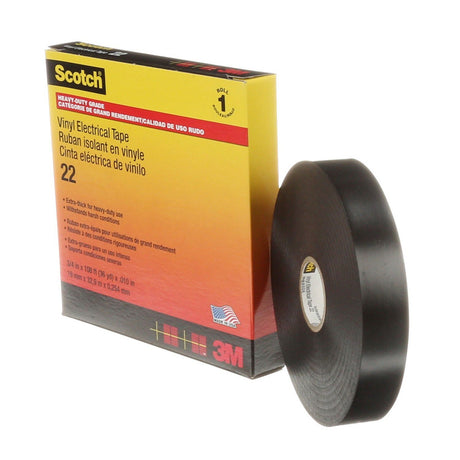 3M Scotch Heavy Duty Vinyl Electrical Tape 22, Black, 3/4 in x 36 yd (22-3/4X36YD) (7000031344)  - (12Pack) - 5