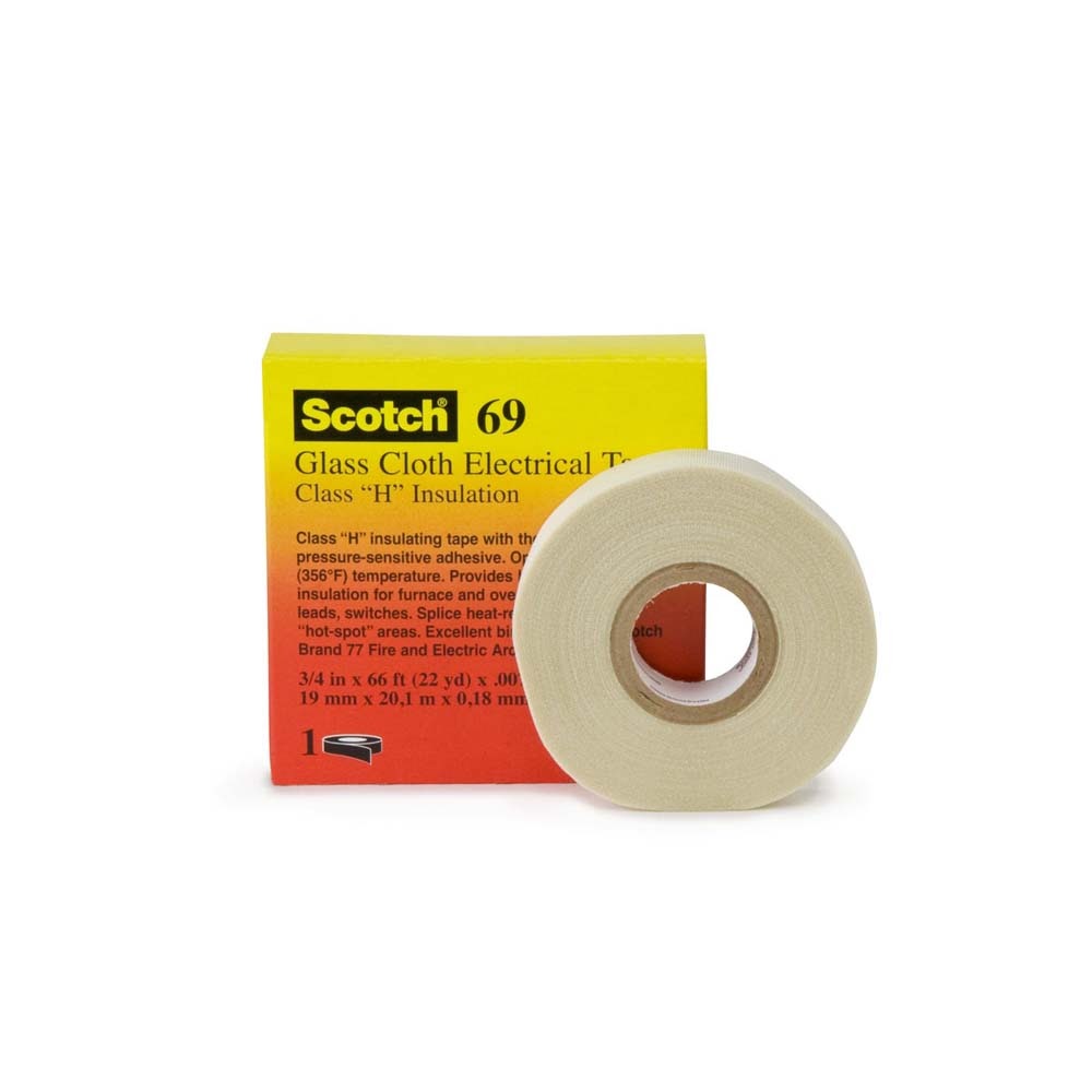 3M 69 3/4"X36YD MINI Glass Cloth Electrical Tape 69, White, 3/4 in x 36 yd (7000031350) (12 Pack) - 2