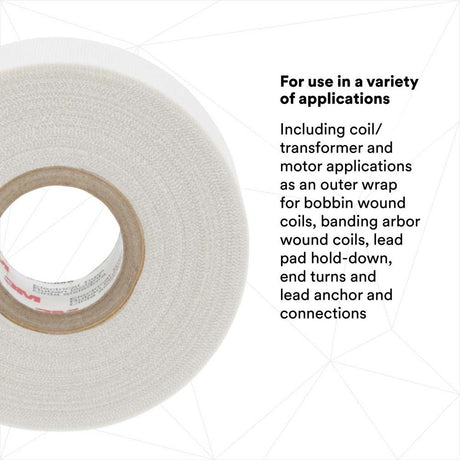 3M 69 3/4"X36YD MINI Glass Cloth Electrical Tape 69, White, 3/4 in x 36 yd (7000031350) (12 Pack) - 7
