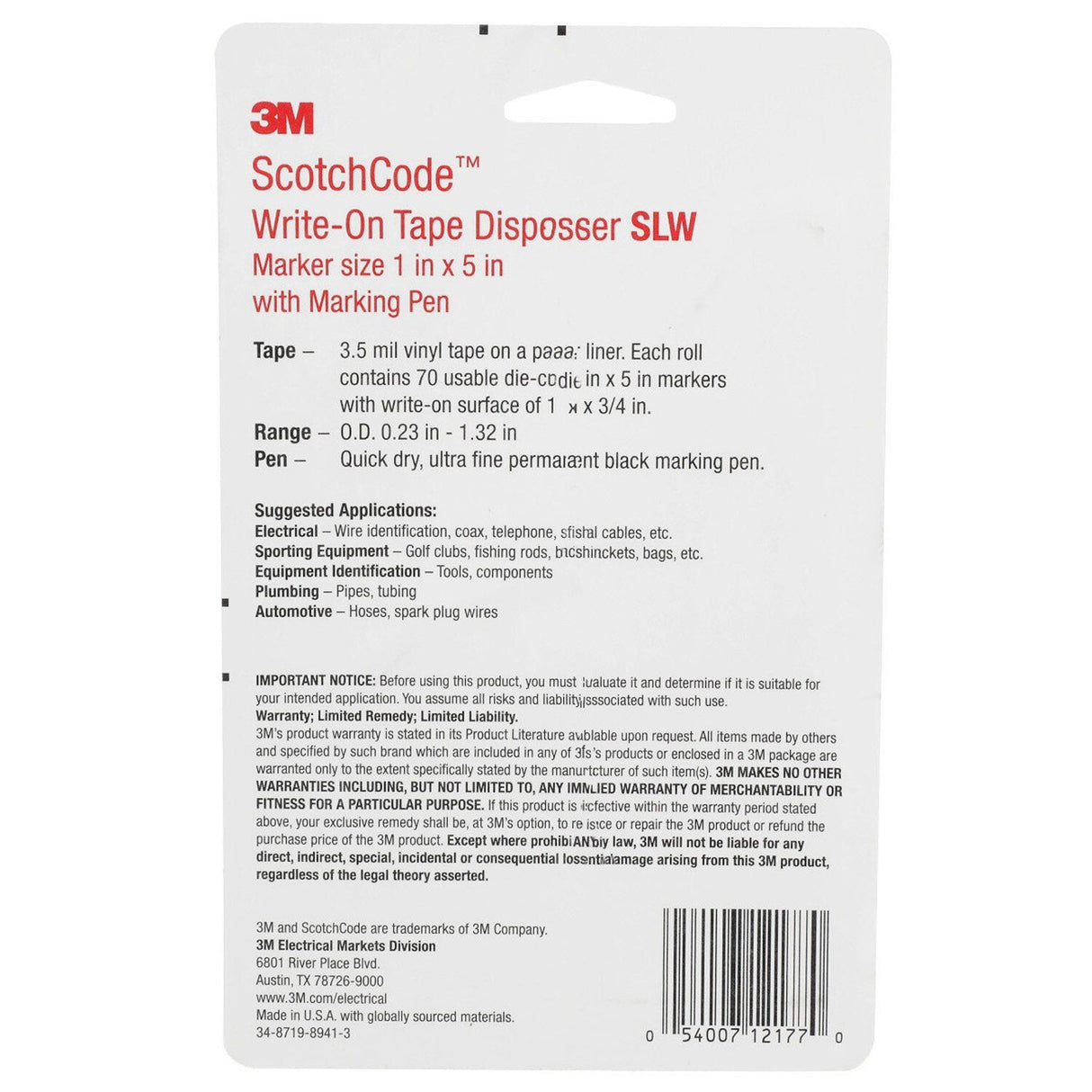 3M ScotchCode Wire Marker Write-On Tape Dispenser with Tape and Pen, 1 in x 5 in (SLW) (7000031502)  - (10Pack) - 2