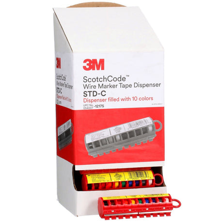 3M  ScotchCode Wire Marker Tape Dispenser with Tape, 10 Colors (STD-C) (7000031515)  - (25Pack) - 5