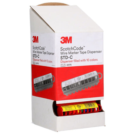 3M  ScotchCode Wire Marker Tape Dispenser with Tape, 10 Colors (STD-C) (7000031515)  - (25Pack) - 7
